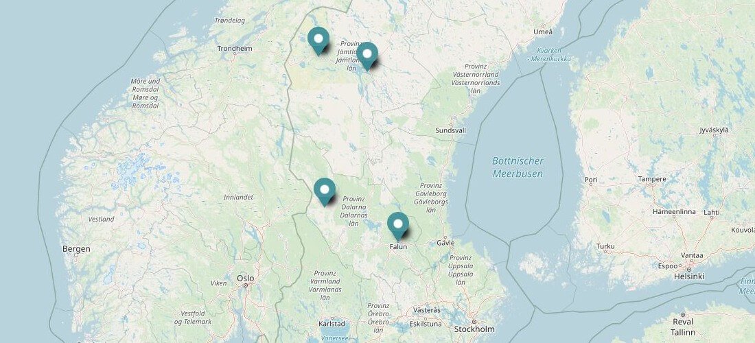 Karte der Langlaufgebiete in Schweden