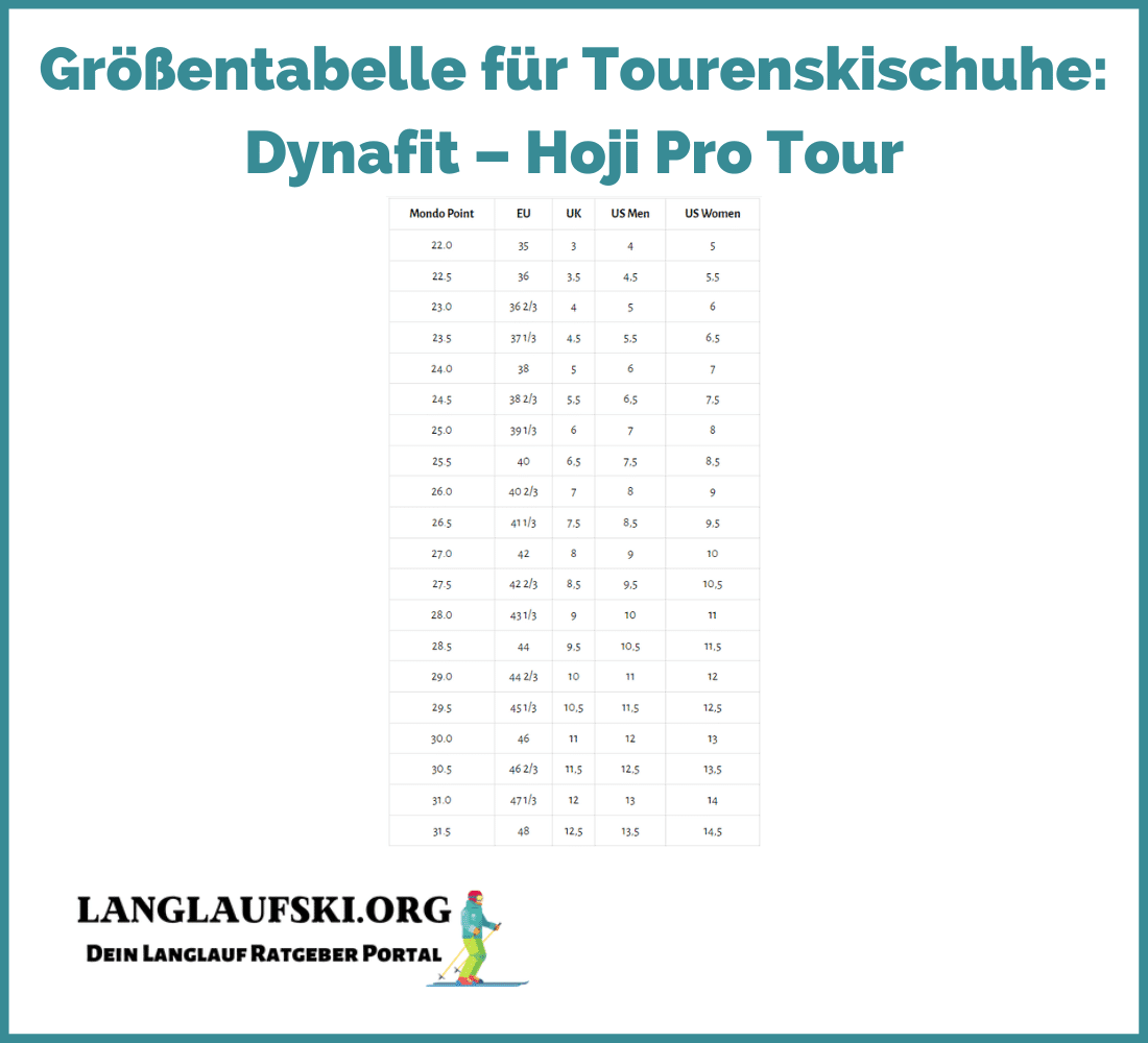 Größentabelle Tourenskischuhe - Dynafit – Hoji Pro Tour - Langlaufski.org